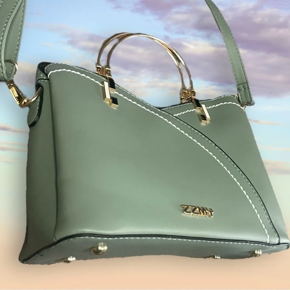 Spring Green Gold Geometric Satchel Medium Bag Crossbody